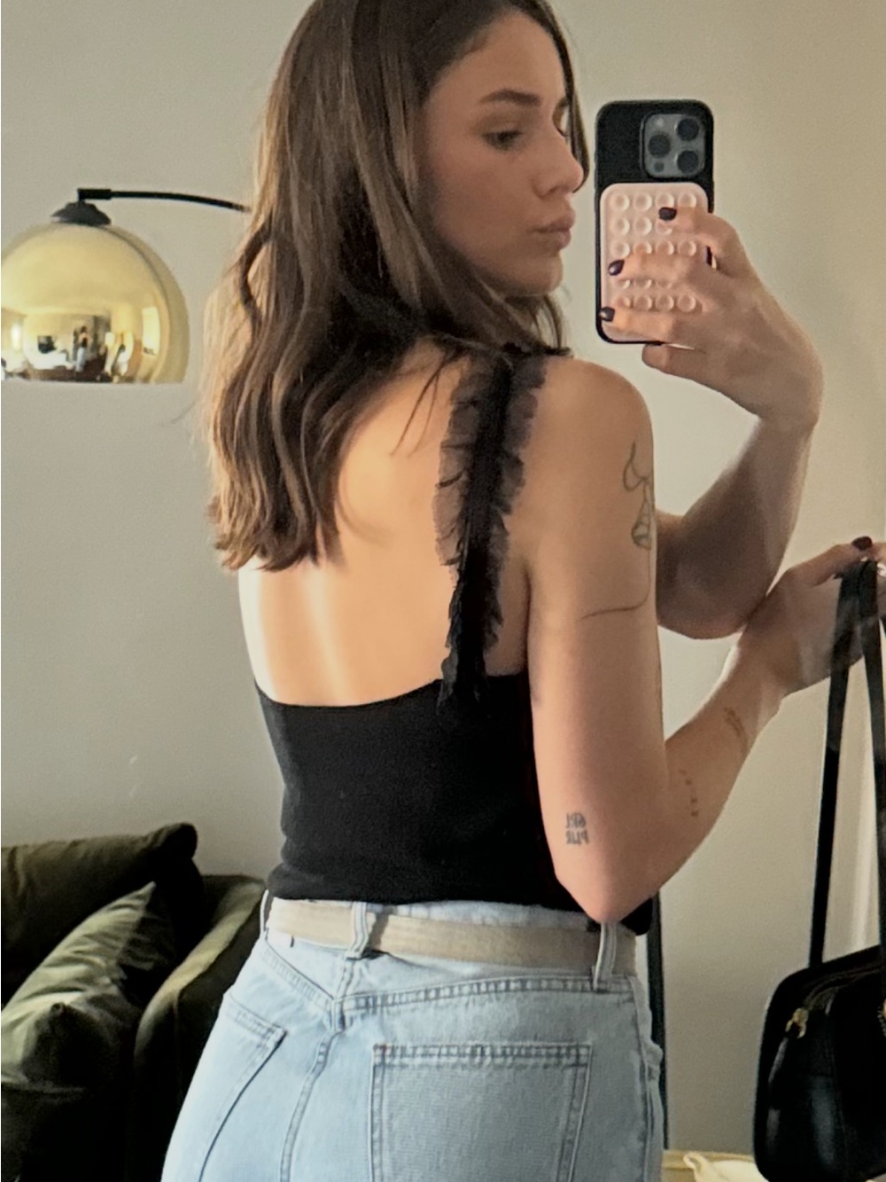 VINTAGE Fendi Black Tank with Sheer Ruffle Straps - Picture 8 of 9
